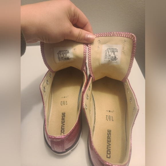 Converse All Star Kids Pink Glittery Sneakers - Picture 7 of 9